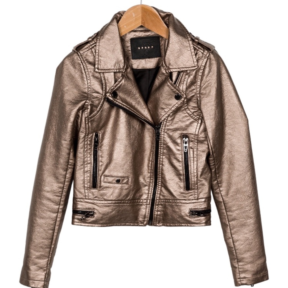 Rose Gold Faux Leather Jacket